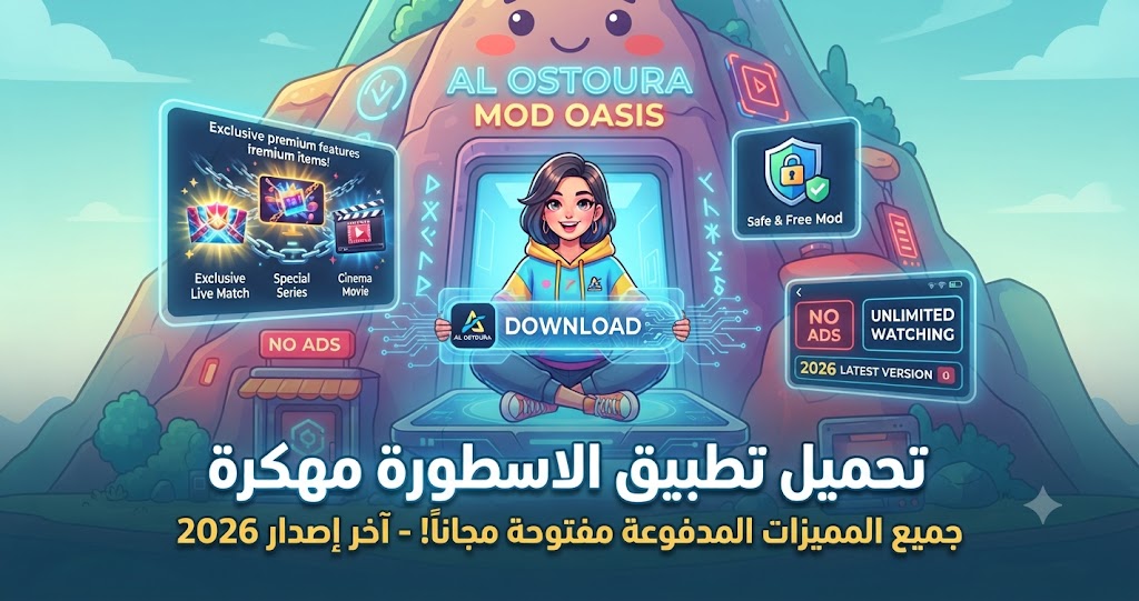 تحميل تطبيق الاسطورة مهكرة (Al Ostoura TV Mod APK) آخر إصدار 2026: جميع المميزات المدفوعة مفتوحة مجاناً!