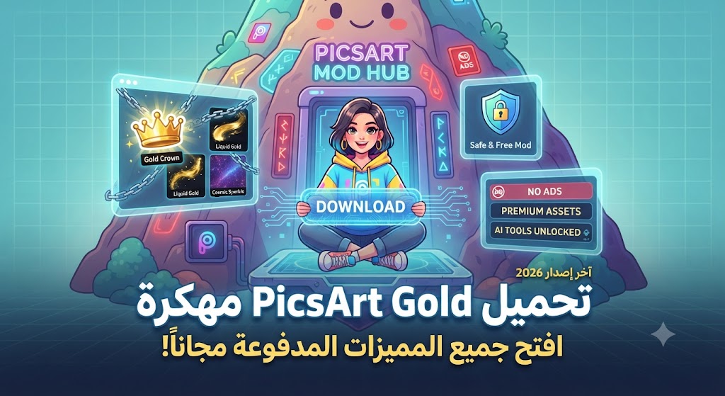 تحميل PicsArt Gold مهكرة (Mod APK) آخر إصدار 2026: افتح جميع المميزات المدفوعة مجاناً!