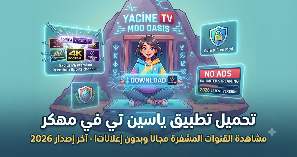 تحميل تطبيق ياسين تي في مهكر (Yacine TV Mod APK) آخر إصدار 2026: مشاهدة القنوات المشفرة مجاناً وبدون إعلانات!