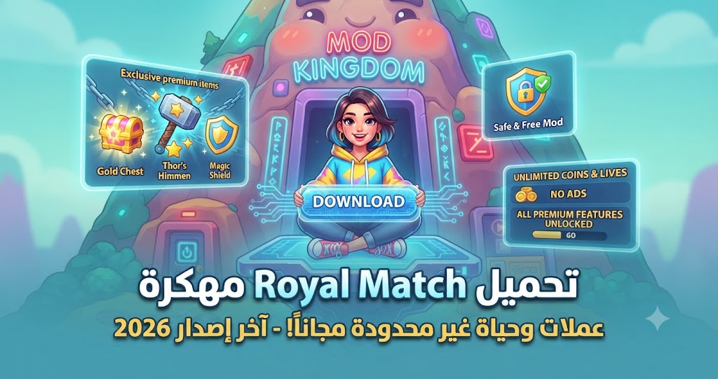 تحميل Royal Match مهكرة (Mod APK) آخر إصدار 2026: عملات وحياة غير محدودة مجاناً!