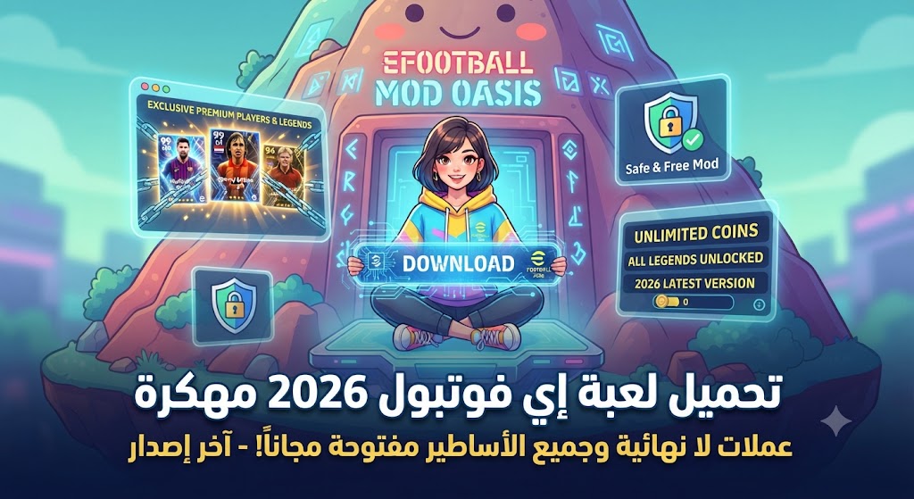 تحميل لعبة إي فوتبول 2026 مهكرة (eFootball 2026 Mod APK) آخر إصدار: عملات لا نهائية وجميع الأساطير مفتوحة مجاناً!