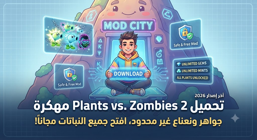 تحميل Plants vs. Zombies 2 مهكرة (آخر إصدار 2026): جواهر ونعناع غير محدود، افتح جميع النباتات!