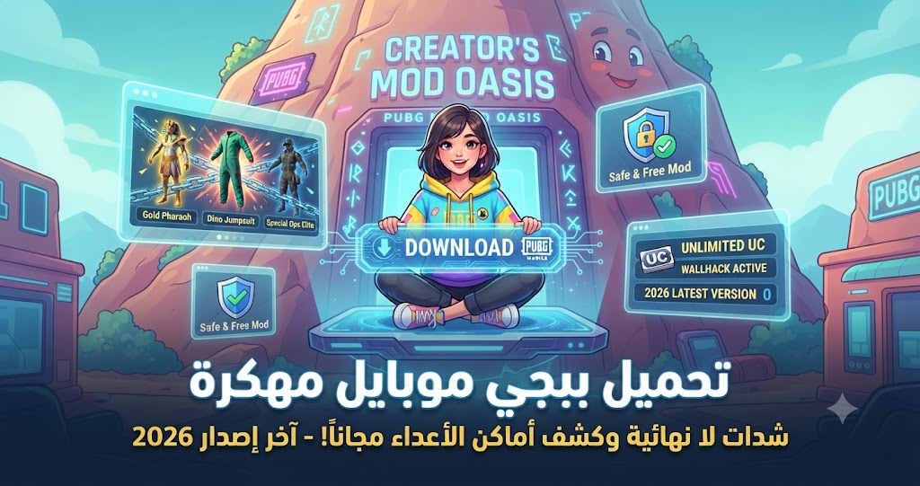 تحميل ببجي موبايل مهكرة (PUBG MOBILE Mod APK) آخر إصدار 2026: شدات لا نهائية وكشف أماكن الأعداء مجاناً!