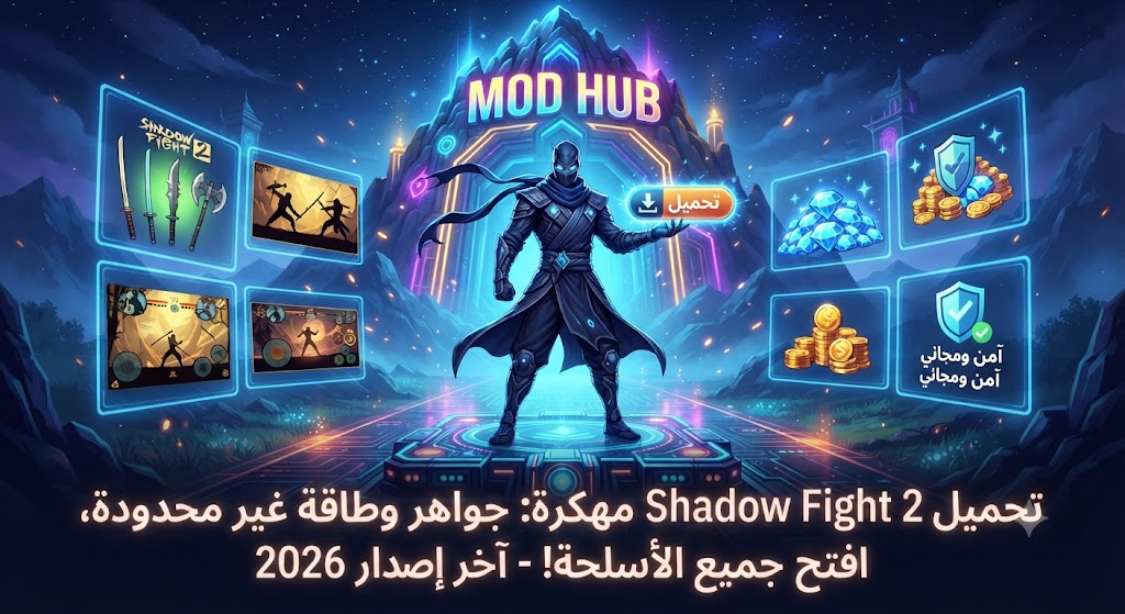 تحميل Shadow Fight 2 مهكرة (آخر إصدار 2026): جواهر وطاقة غير محدودة، افتح جميع الأسلحة!